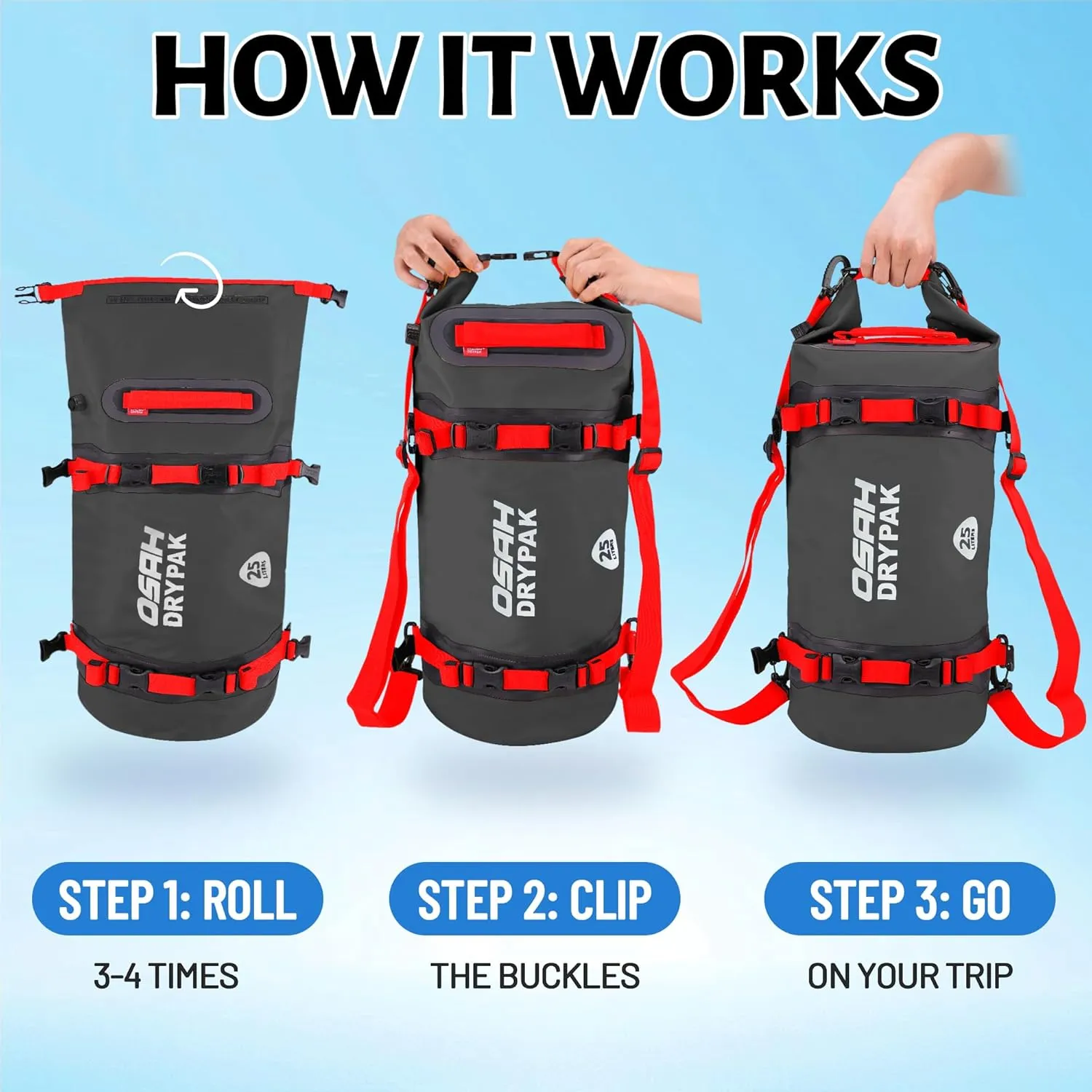 Waterproof Dry Bag - Motorcycle Luggage Tail Bag with Straps for Back Seat, Roll Top Lightweight Waterproof Backpack Sack for Travel, Swimming, Boating, Kayaking, Camping and Beach
