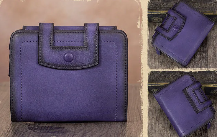 Womens Small Genuine Leather Wallet Purse With Coin and Card Holders for Women