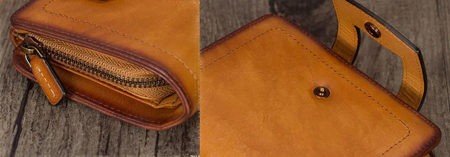 Womens Small Genuine Leather Wallet Purse With Coin and Card Holders for Women