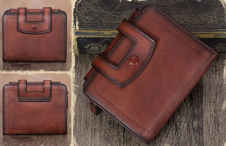 Womens Small Genuine Leather Wallet Purse With Coin and Card Holders for Women