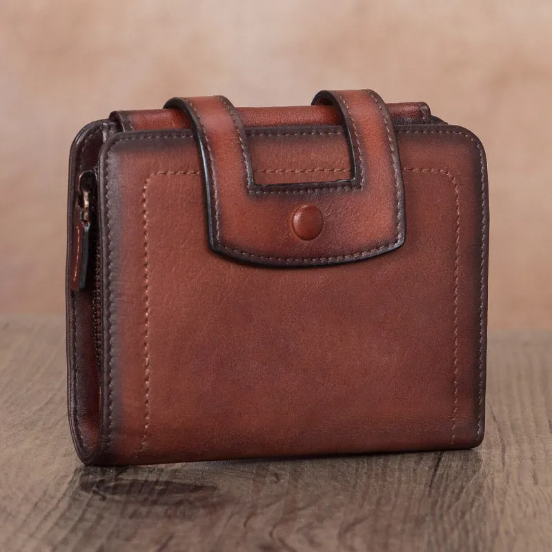 Womens Small Genuine Leather Wallet Purse With Coin and Card Holders for Women
